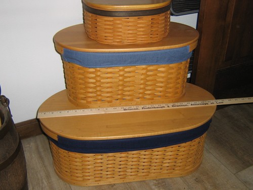 Longaberger Workload baskets STACK: basket, liner, protector, lid-3 sets