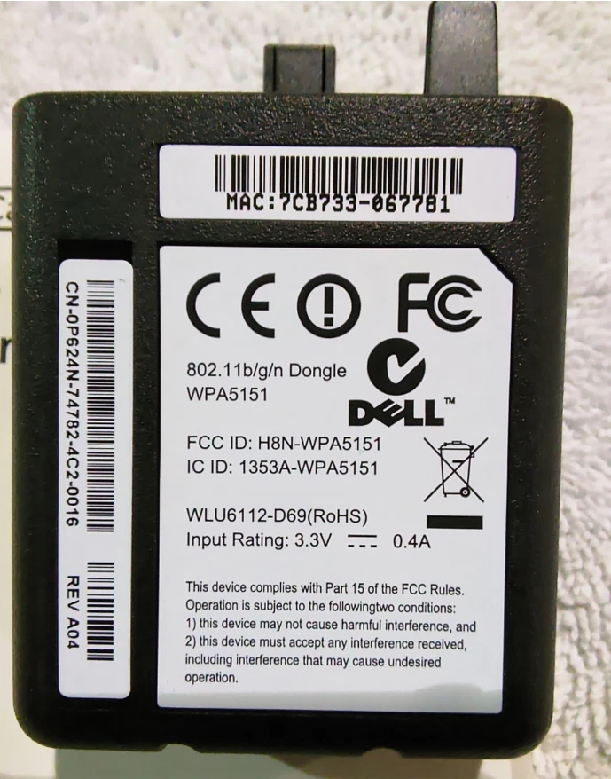 P624N | 0P624N | WPA5151 | New Genuine Dell 802.11b/g/n Dongle Printer Wireless - Image 3 of 4