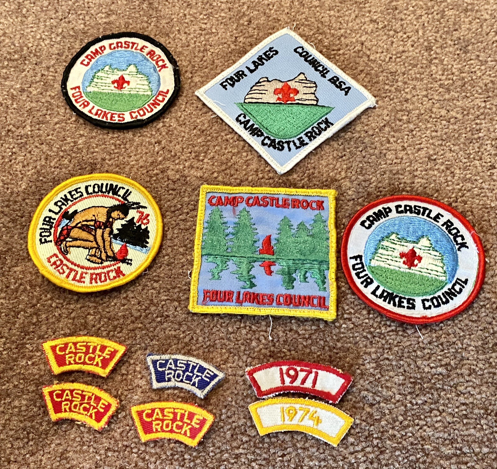 Wisconsin 1970’s Boy Scouts Camp Castle RockNeckerchiefs, Patches