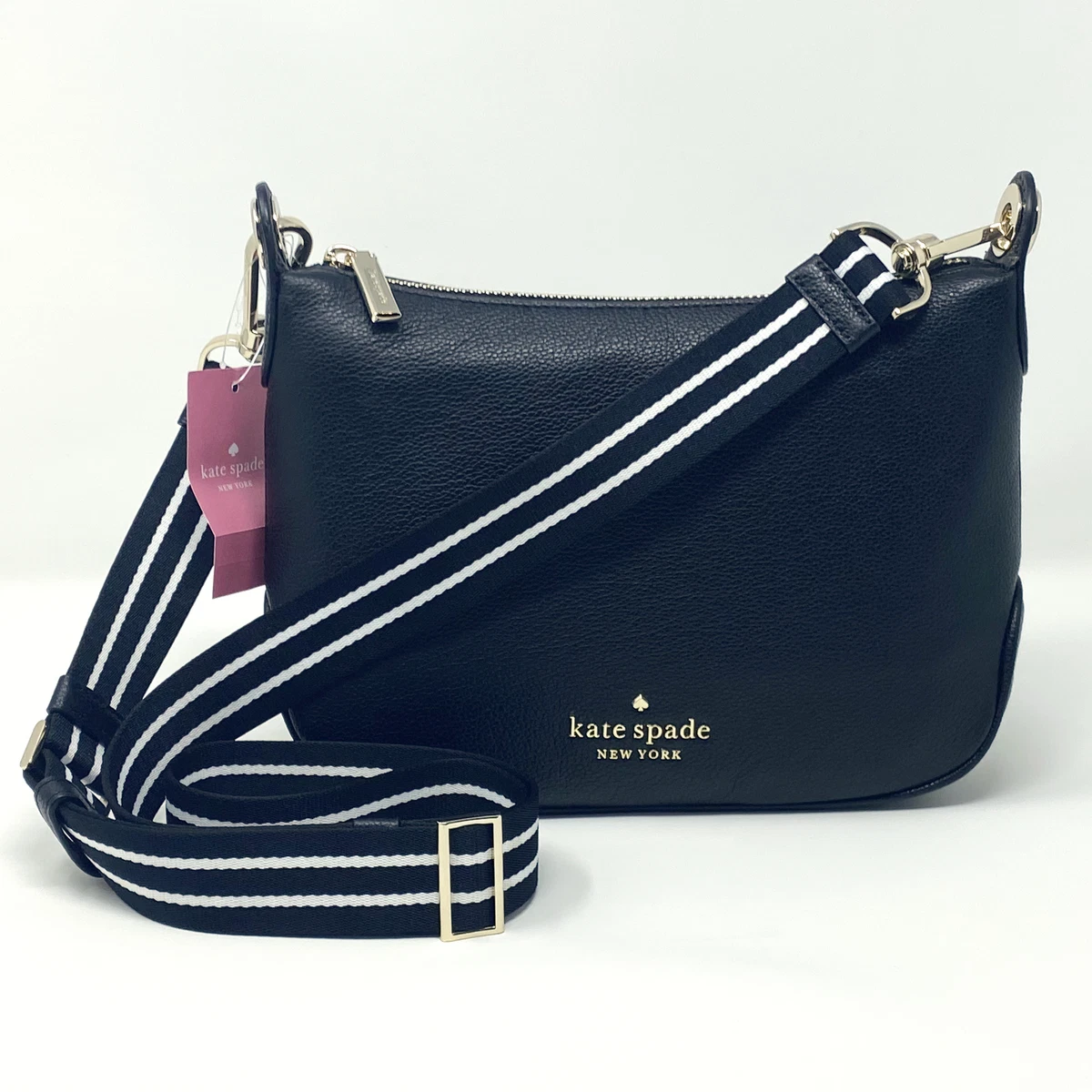 New Kate Spade Rosie Small Crossbody Pebbled Leather Black Parchment Multi