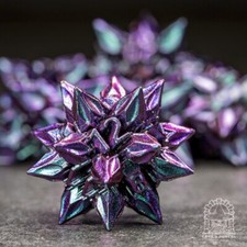 Sage's Deadly Blossoms Blue/Pink Metal Polyhedral Dice Set DnD RPG Games