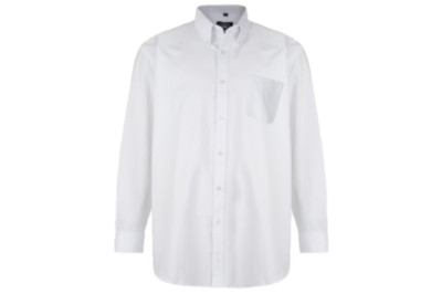 Shirt Long Sleeve Plus Sizes 3XL,4XL,5XL,6XL.7XL,8XL in White with Button Down Collar