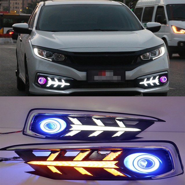 LED DRL Daytime Fog Lights Lens+angel eye kits For Honda