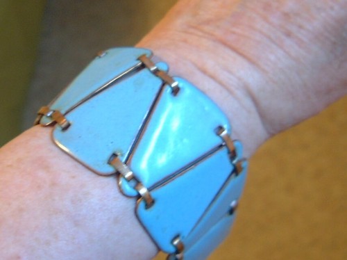 Mildred Ball American Modernist Wide Enamel Bracelet and Pin - Picture 2 of 5