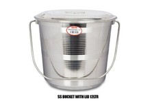 Heavy Duty Stainless Steel Bucket Pail Double Welded 12L/15L with Handle& LID