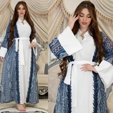Elegant Muslim Embroidery Women Long Dress Dubai Arab Evening Party Abaya Kaftan
