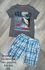 In Extenso La Fabrique Des Garçons 5 /6 Ans  : T Shirt Gris + Short Carreaux TBE