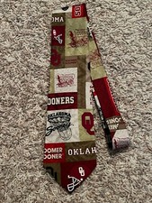 EUC Oklahoma Sooners Football Basketball Neck Tie - 56" long - 100 Silk 9178 