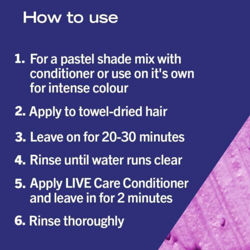 Schwarzkopf LIVE Ultra Brights Purple Punk Semi-Permanent Hair Dye 094, Purple H - Picture 5 of 7