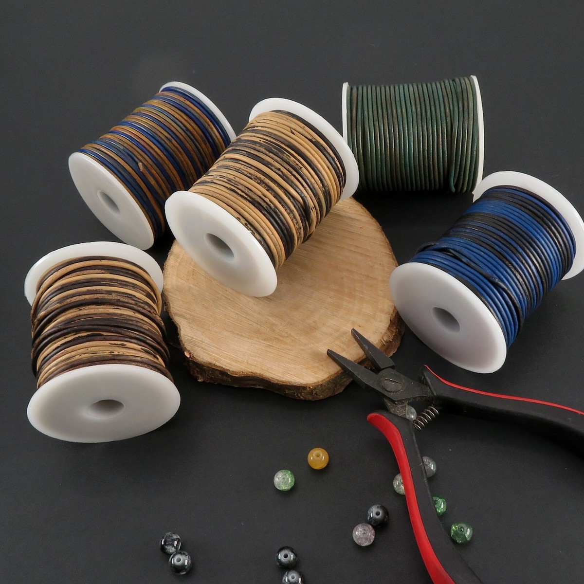 Cordino Rotondo Di Cuoio Intrecciato, Con Spessore Di 4 Mm. Cordino Di Pelle Intrecciato, Colore Antico Marrone Scuro – Lunghezza: A Scelta, Pelle, Antik Dunkelbraun, 3 Metri - Foto 4