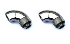 Bitspower G 1/4" Black Sparkle Dual Rotary 90 Degree IG 1/4" Adapter 2 Pack