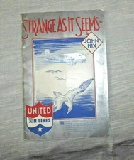 VINTAGE JOHN HIX UNITED AIR LINES DOUGLAS MAINLINER STRANGE AS IT SEEMS c.1937