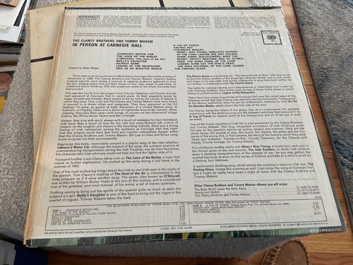 The Clancy Bros & Tommy Makem “In Person At Carnegie Hall” Stereo In Shrink Wrap - Picture 2 of 3