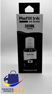 Compatible Ink Bottle for Epson 532 Black Fits EcoTank and WorkForce