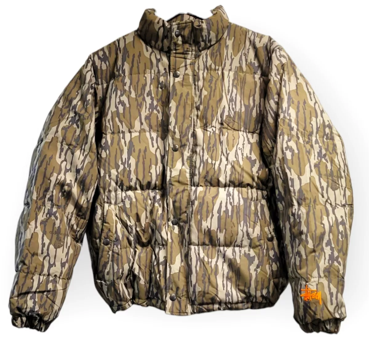 STUSSY Mossy Oak Down Puffer Jacket, Camo (115625) - Size Small, NWT