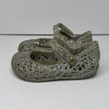 Mini Melissa girls Campana Zig Zag silver sparkle - Size 6