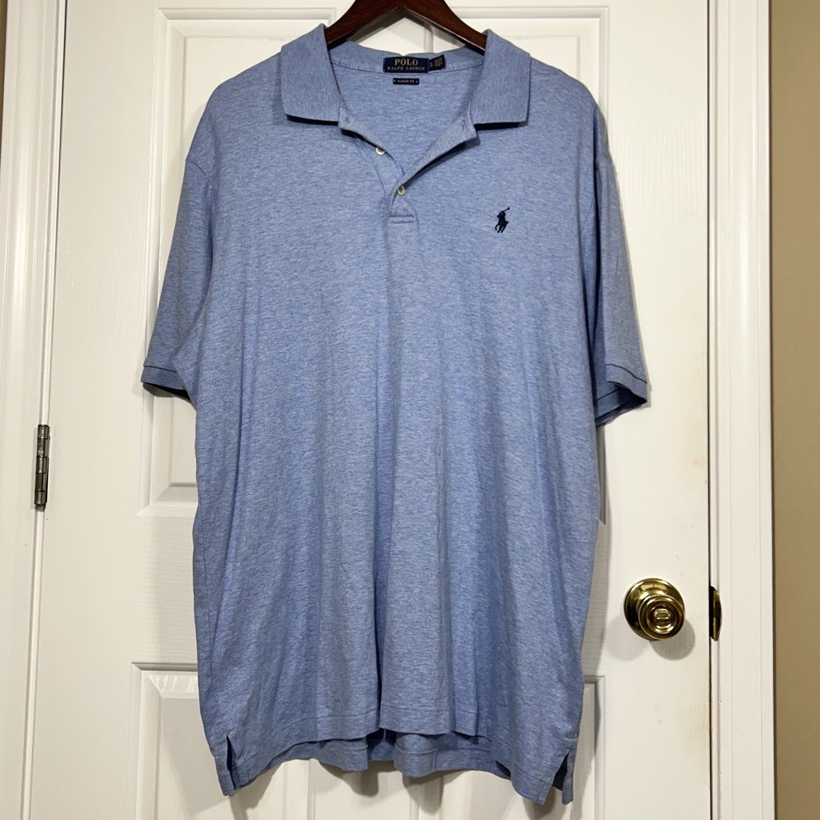 Polo Ralph Lauren blu manica corta blu polo pony polo camicia morbida uomo taglia XL