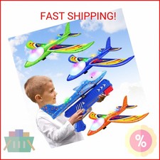 Wesfuner 3 Pack Foam Airplane Launcher Toys, 2 Flight Mode Glider Plane,Kids Fly