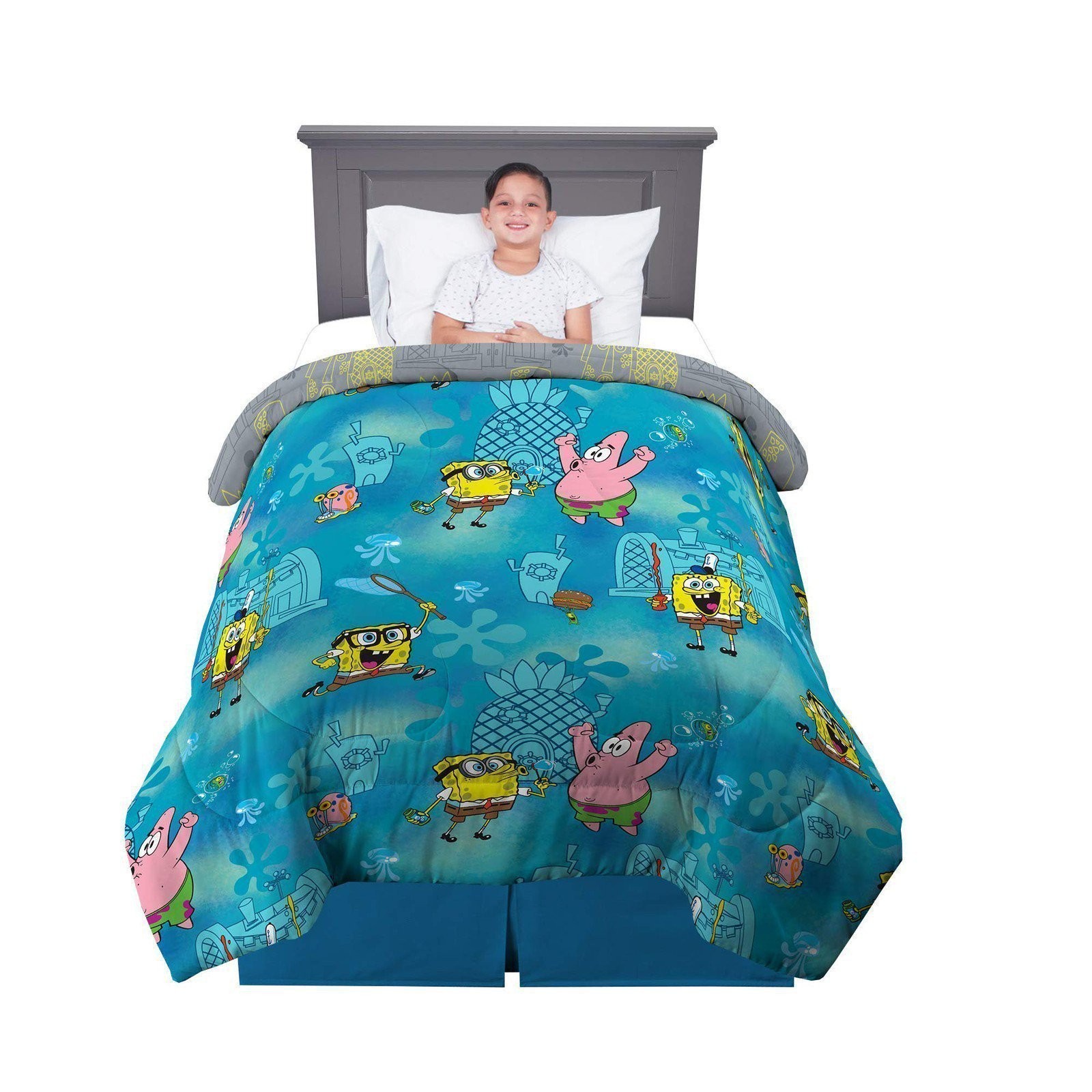 Franco Kids Spongebob Twin/Full Reversible Comforter, Size 72" x 86", Sponge...