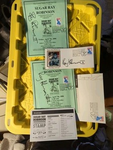 Sugar Ray Robinson,Jr. Signed Autographed USPS FD Stamp Ceremony Collection 