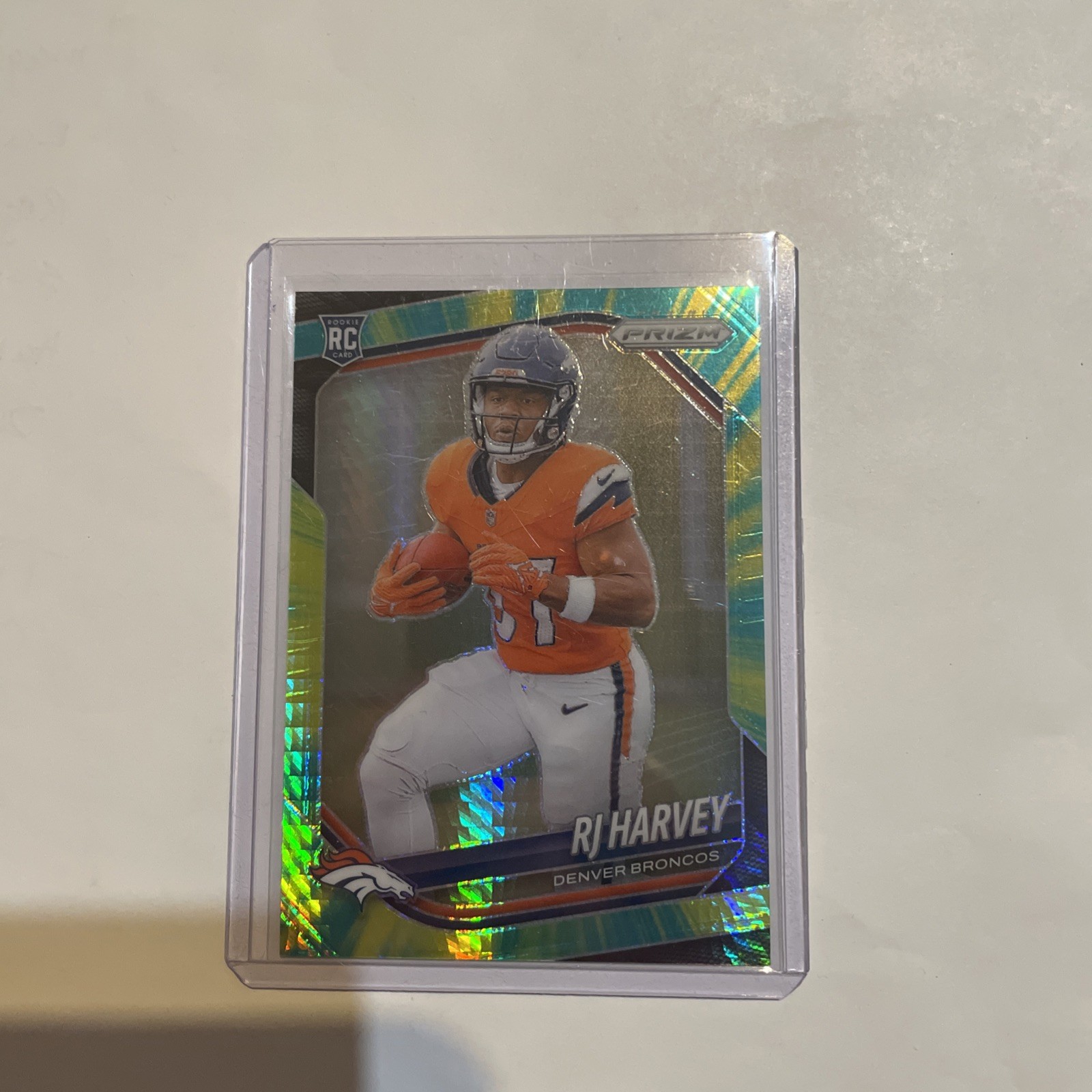 2025 Panini Prizm RJ Harvey #303 Rookie Hyper Prizm /200 RC Broncos
