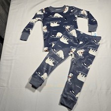 Carters 12Mo Boys Blue Polar Bear Penguin Fleece Pajama Set NWT