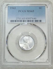 1943 P Lincoln Wartime Steel Cent PCGS MS65 Bright Luster PQ New Holder #V228Z