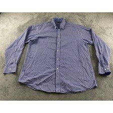 Nautica Mens Navy Blue White Gingham Check Button Down Shirt 18 36/37 XXL
