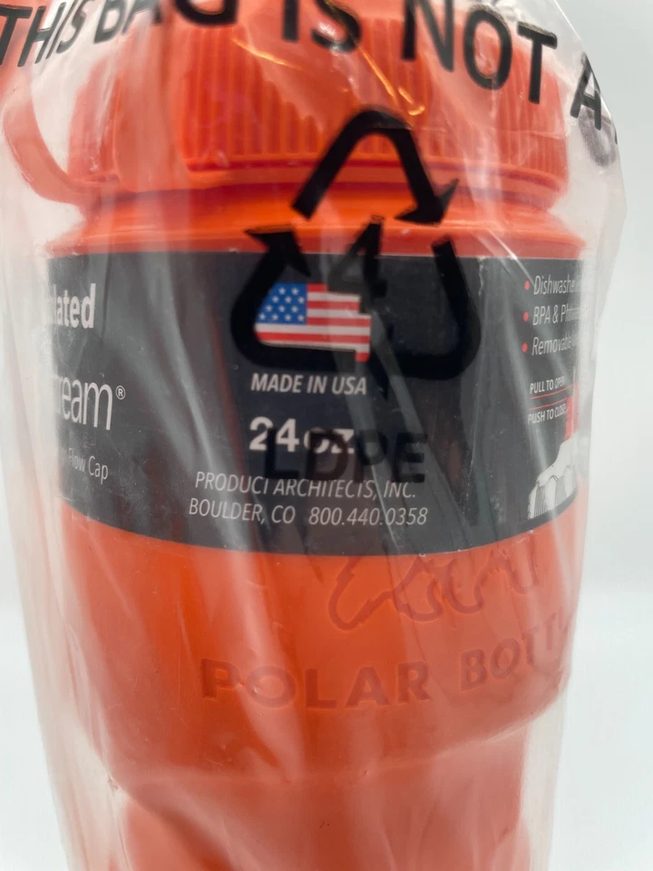 Polar Bottle Insulated Water Bottle 24 oz Zipstream Lid Orange Lot of 2 - Image 3 of 4