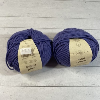 Rowan Wool Cotton Yarn 50% Merino Wool 50% Cotton Two Skeins Purple Same Dye Lot