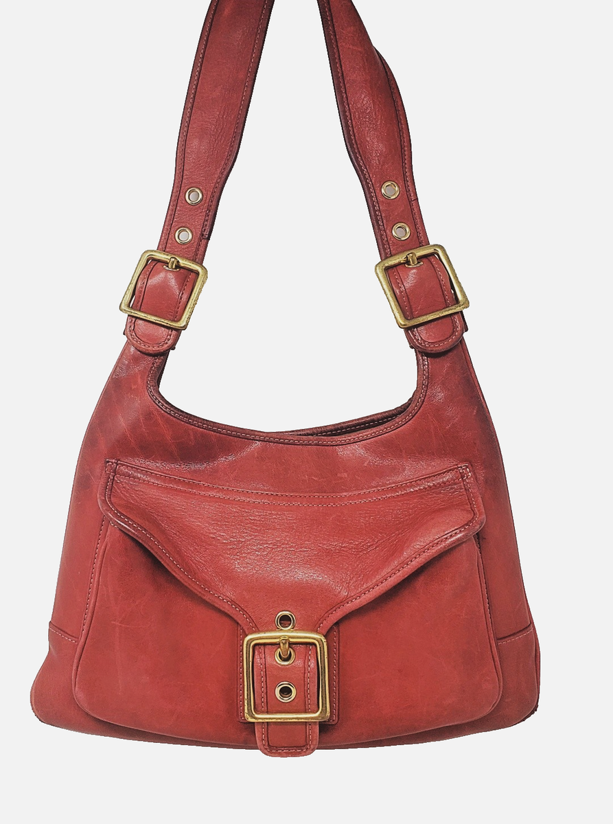 Coach Red Leather Shoulder Bag F3Q 9340 Vintage 1990s Legacy