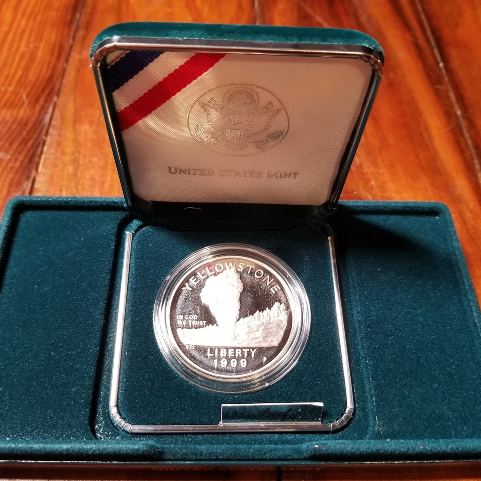 1999 P Yellowstone National Park Proof Commemorative Silver Dollar w/ COA FIS - Image 4 of 4