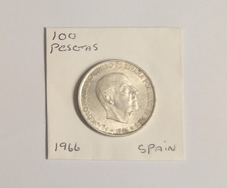 Spain Franco 1966 Silver 100 Peseta Coin