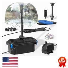 Pond Filter Pump Kit 660GPH 40W Fountain Pump 3 Nozzles 20 Bio Balls for Garden