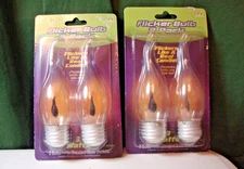 NEW 4 Flicker Light Bulbs Edison E26 Standard Base Flickering Orange Glow