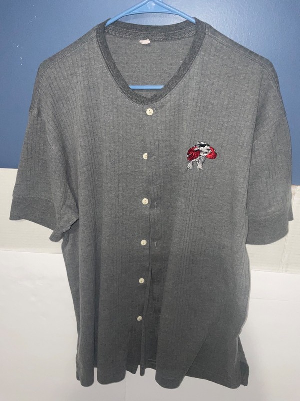 AMERICAN PITBULL BODY ARMOR MENS 2XL GRAY BUTTON D9WN SHORT-SLEEVE RIBBED SHIRT
