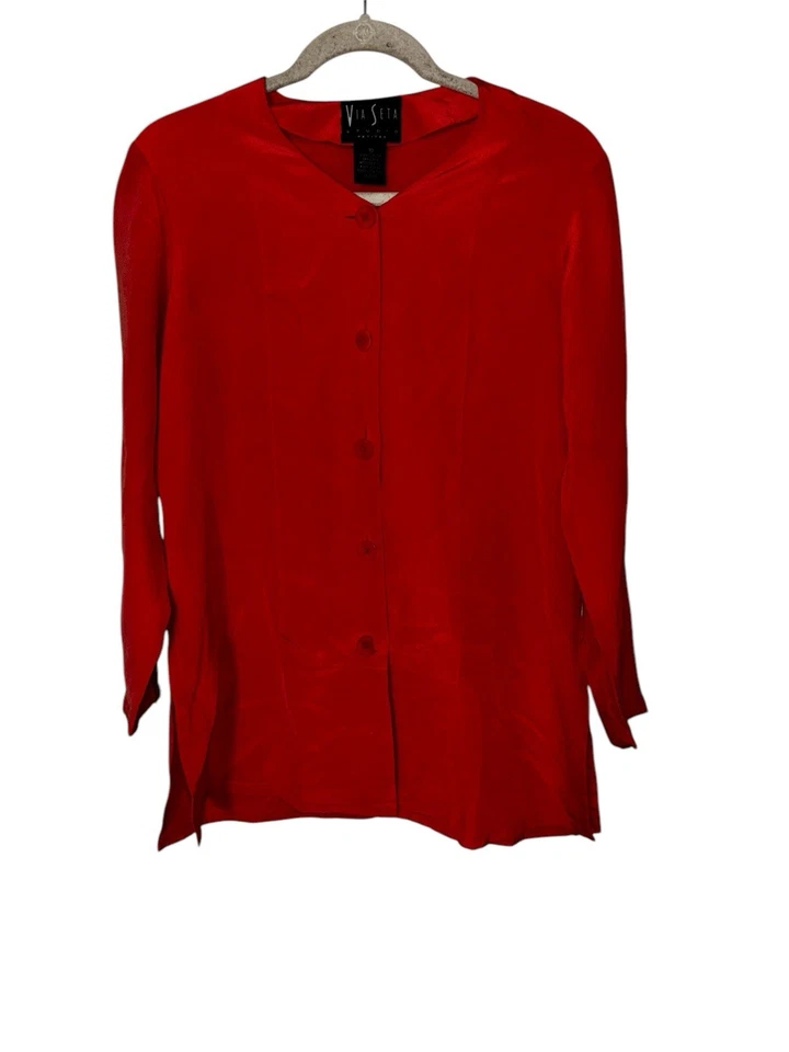 Chaqueta para mujer Via Seta Studio Petites 100 % seda talla 10 negocios carrera coral de colección Foto 2 de 4