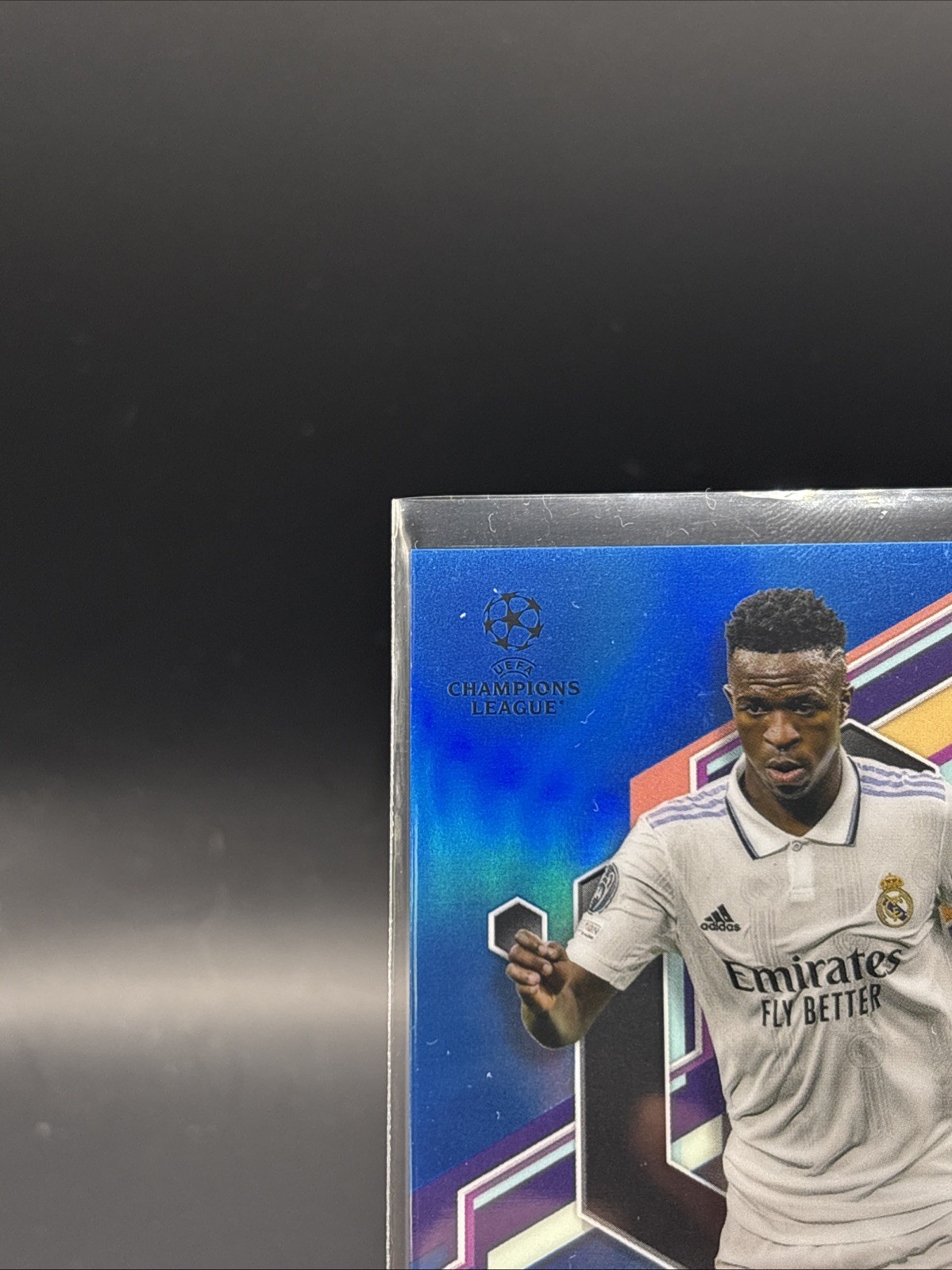 2022-23 Topps Finest UEFA Club Comp Blue Refractor Auto Vinicius Junior A-V /150 view 3