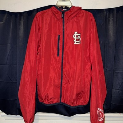 St. Louis Cardinals Hooded Windbreaker Jacket Mens XL Red Navy Full Zip MLB