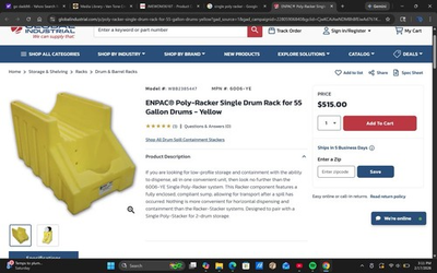 #ad ENPAC Poly Racker Single Drum Rack for 55 Gal Drum Drums $250.00