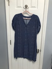 Gap Dress Women’s Large Blue White print Short Sleeve Shift V-Neck Lagenlook