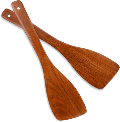 2Pcs Wooden Cooking Spatula Set - 12.8'' Non-Stick Flat Kitchen Utensils