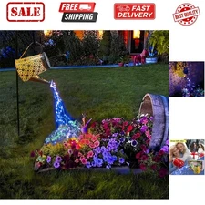 Solar Watering Can Lights, Large Hanging Blue Solar Lights Outdoor Decorative...