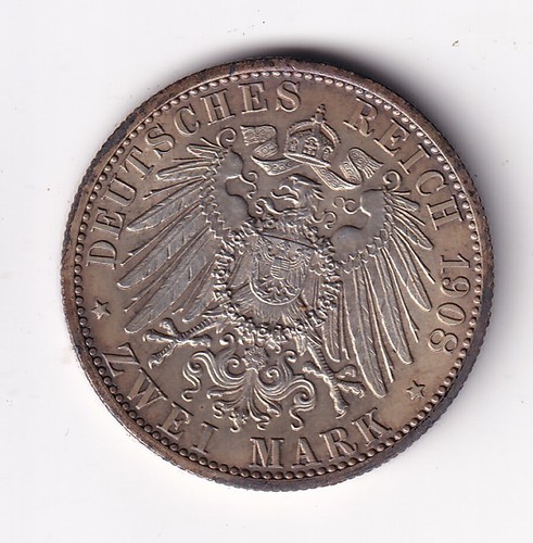 Münze Silber Sachsen-Weimar-Eisenach 2 Mark 1908 Uni Jena II nsw-leipzig - Picture 2 of 2