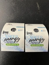 2x Leggs Sheer Energy Jet Black Compression Sheer Tights Medium Support Leg Q+