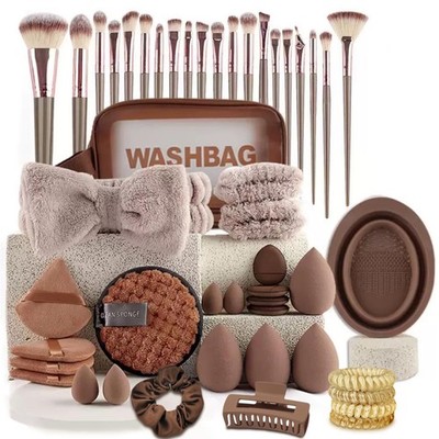 48pcs Brown Makeup Brush Set, Professional & Beginner-friendly Premium Synthe...
