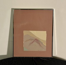Sabra Richards 1980s Mixed Media Stitched Abstract Collage Drawing Signed Framed