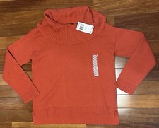 NUEVO CON ETIQUETAS JEANNE PIERRE Suéter Cuello Capucha Grande L (North Fire) Naranja Quemado NUEVOS ETIQUETAS