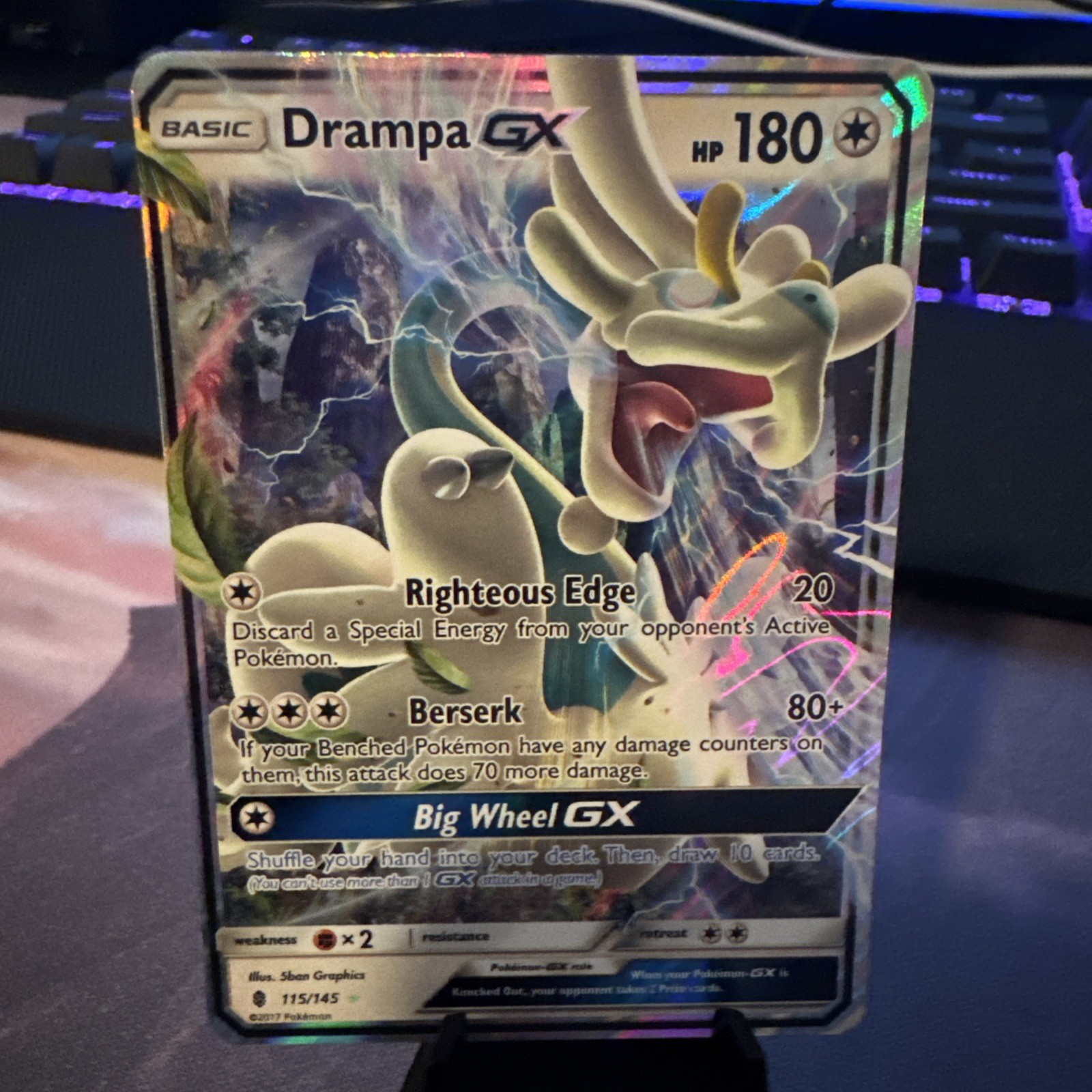 DRAMPA GX 115/145 HOLO ULTRA RARE GUARDIANS RISING POKEMON NM/M