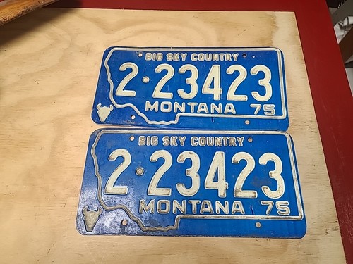 1975 Montana License Plate # 2-23423 Pair